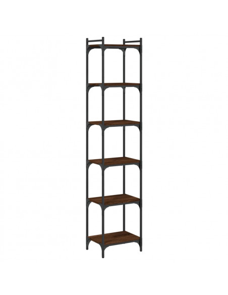 Libreria 6 Ripiani Rovere Marrone 40x30x188cm Legno Multistrato