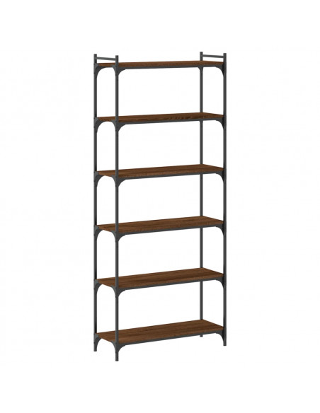Libreria 6 Ripiani Rovere Marrone 80x30x188cm Legno Multistrato