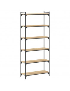 Libreria 6 Ripiani Rovere Sonoma 80x30x188 cm Legno Multistrato
