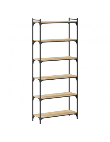 Libreria 6 Ripiani Rovere Sonoma 80x30x188 cm Legno Multistrato
