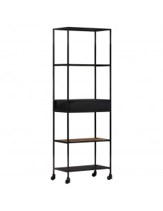 Libreria 60x35x180 cm in Legno di Mango Grezzo e Ferro