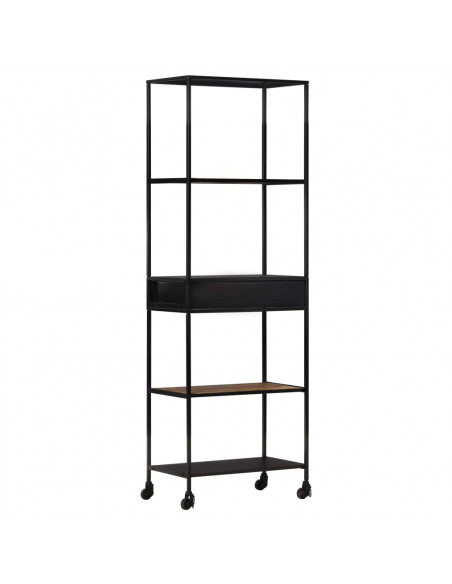 Libreria 60x35x180 cm in Legno di Mango Grezzo e Ferro