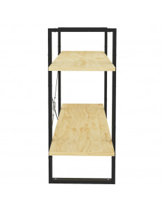 Libreria a 2 Ripiani 100x30x70 cm in Legno Massello di Pino