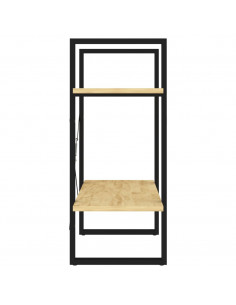 Libreria a 2 Ripiani 60x30x70 cm in Legno Massello di Pino