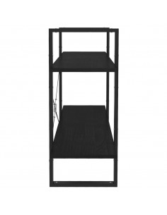 Libreria a 2 Ripiani Nera 100x30x70 cm in Massello di Pino