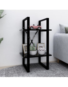 Libreria a 2 Ripiani Nera 40x30x70 cm in Legno Multistrato