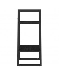 Libreria a 2 Ripiani Nera 40x30x70 cm in Massello di Pino