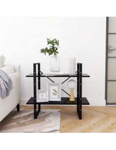 Libreria a 2 Ripiani Nera 80x30x70 cm in Legno Multistrato