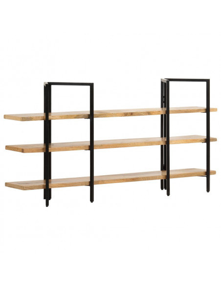 Libreria a 3 Livelli 160x31x80 cm in Legno Massello di Mango