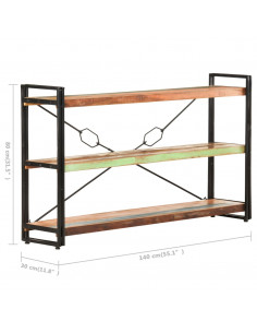 Libreria a 3 Ripiani 140x30x80 cm in Massello di Recupero