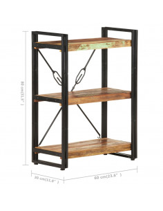 Libreria a 3 Ripiani 60x30x80 cm in Massello di Recupero