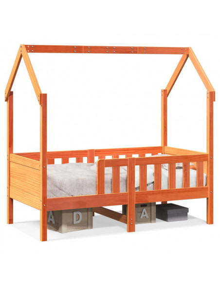 Giroletto Casetta Bambini Marrone Cera 70x140 cm Massello Pino