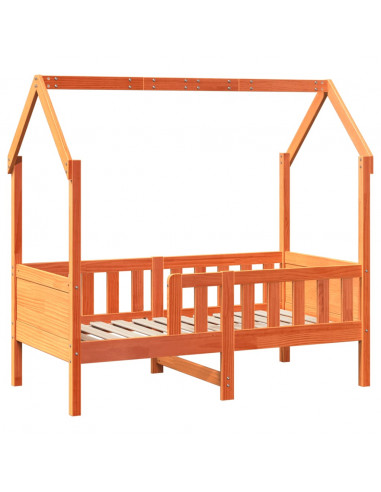 Giroletto Casetta Bambini Marrone Cera 70x140 cm Massello Pino