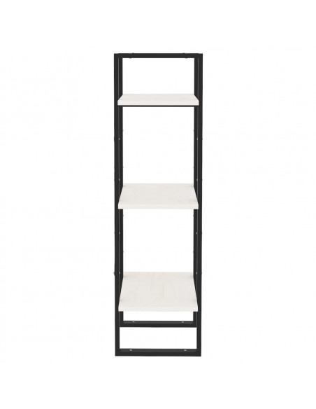 Libreria a 3 Ripiani Bianca 40x30x105 cm Legno Massello di Pino