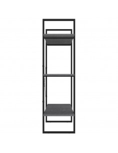 Libreria a 3 Ripiani Grigia 100x30x105 cm in Massello di Pino