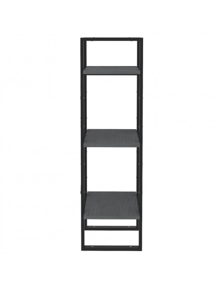Libreria a 3 Ripiani Grigia 40x30x105 cm in Massello di Pino