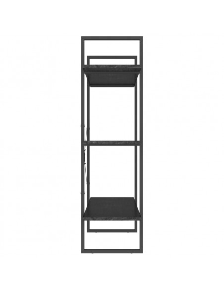 Libreria a 3 Ripiani Nera 100x30x105 cm in Massello di Pino