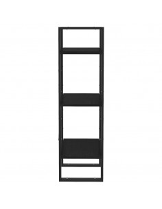 Libreria a 3 Ripiani Nera 40x30x105 cm Legno Massello di Pino