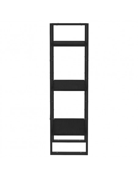 Libreria a 3 Ripiani Nera 40x30x105 cm Legno Massello di Pino