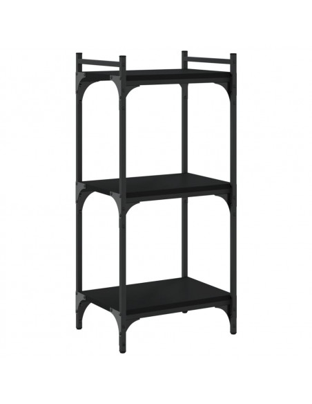 Libreria a 3 Ripiani Nera 40x30x86 cm in Legno Multistrato