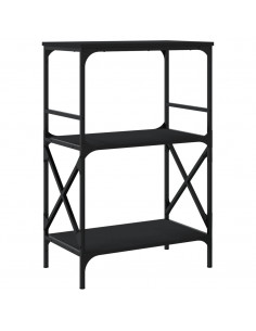 Libreria a 3 Ripiani Nera 59x35x90,5 cm in Legno Multistrato
