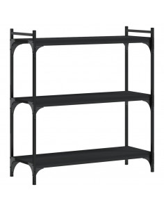 Libreria a 3 Ripiani Nera 80x30x86 cm in Legno Multistrato