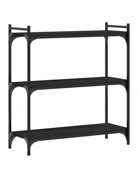 Libreria a 3 Ripiani Nera 80x30x86 cm in Legno Multistrato
