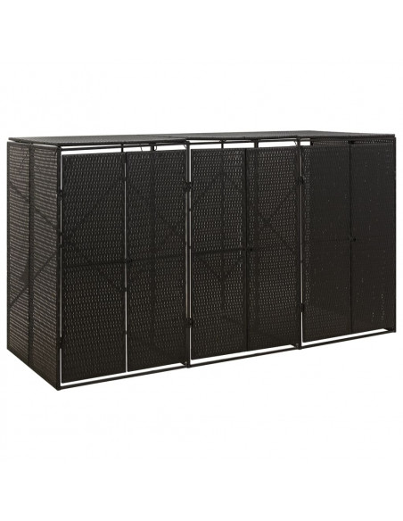 Copribidone Triplo Nero 207x80x117 cm in Polyrattan