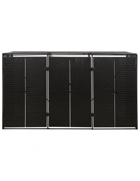 Copribidone Triplo Nero 207x80x117 cm in Polyrattan