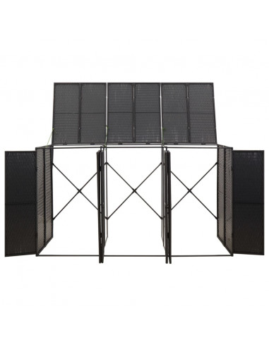 Copribidone Triplo Nero 207x80x117 cm in Polyrattan