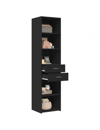 Credenza Nera 45x42,5x185 cm in Legno Multistrato