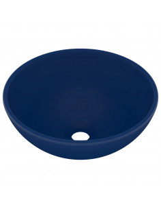 Lavandino Lusso Rotondo Blu Scuro Opaco 32,5x14 cm in Ceramica 2