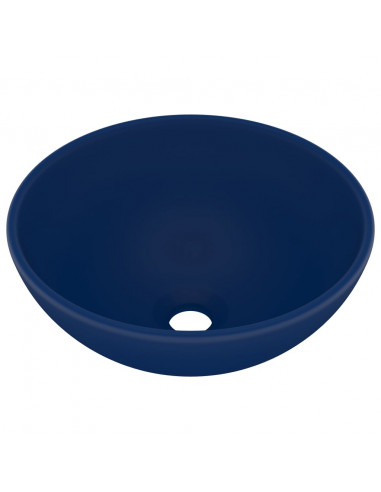 Lavandino Lusso Rotondo Blu Scuro Opaco 32,5x14 cm in Ceramica