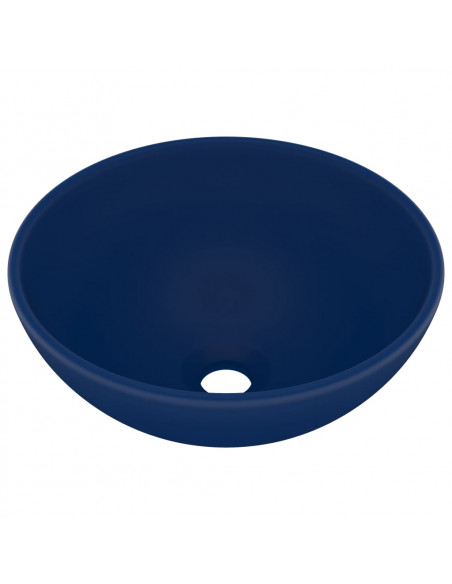 Lavandino Lusso Rotondo Blu Scuro Opaco 32,5x14 cm in Ceramica