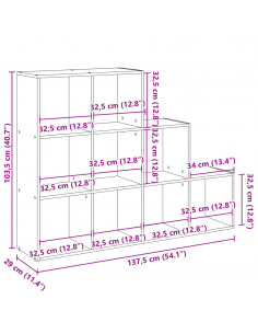 Libreria a 3 Ripiani Rovere 137,5x29x103,5 cm in Truciolato