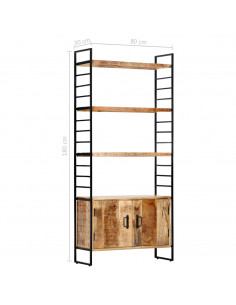 Libreria a 4 Livelli 80x30x180 cm in Legno di Mango Grezzo