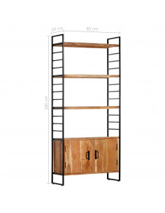 Libreria a 4 Livelli 80x30x180 cm in Legno Massello di Acacia