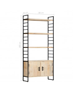 Libreria a 4 Livelli 80x30x180 cm in Legno Massello di Mango