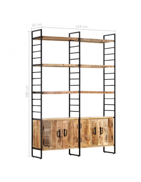 Libreria a 4 Livelli Legno di Mango Grezzo 124x30x180 cm