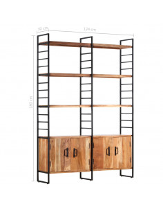 Libreria a 4 Livelli Legno Massello di Acacia 124x30x180 cm