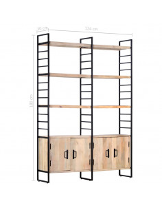 Libreria a 4 Livelli Legno Massello di Mango 124x30x180 cm