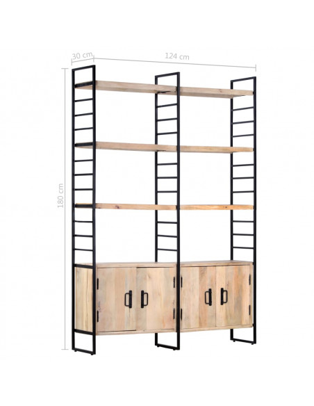 Libreria a 4 Livelli Legno Massello di Mango 124x30x180 cm