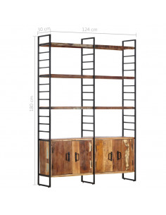 Libreria a 4 Livelli Legno Massello di Recupero 124x30x180 cm