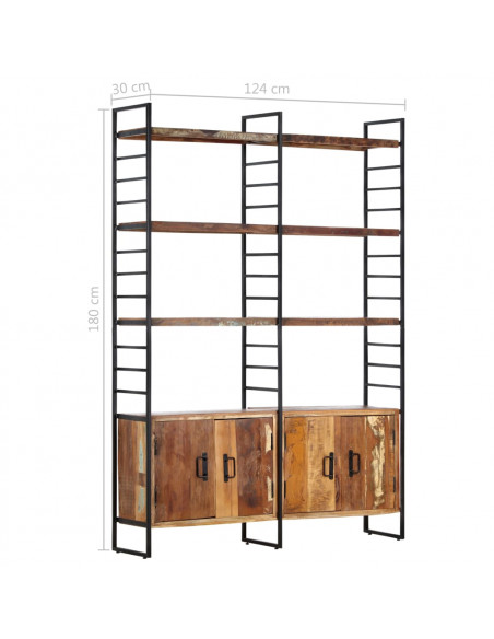 Libreria a 4 Livelli Legno Massello di Recupero 124x30x180 cm