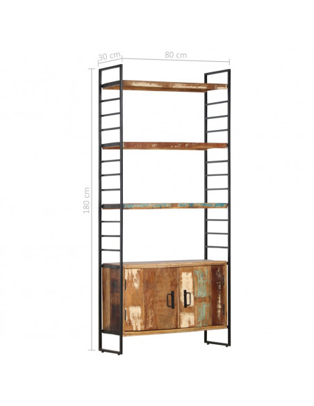 Libreria a 4 Livelli Legno Massello di Recupero 80x30x180 cm