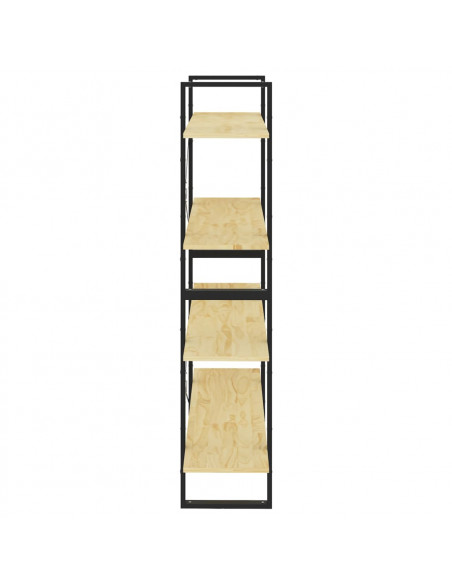 Libreria a 4 Ripiani 100x30x140 cm in Legno Massello di Pino