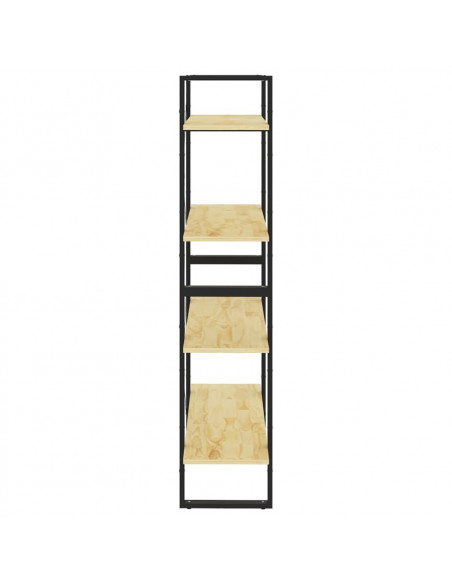Libreria a 4 Ripiani 80x30x140 cm in Legno Massello di Pino