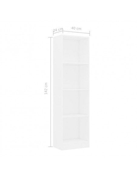Libreria a 4 Ripiani Bianca 40x24x142 cm in Legno Multistrato