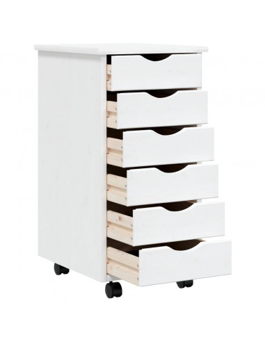 Armadietto Rotante con Cassetti MOSS Bianco Legno Massello Pino