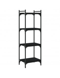 Libreria a 4 Ripiani Nera 40x30x120 cm in Legno Multistrato